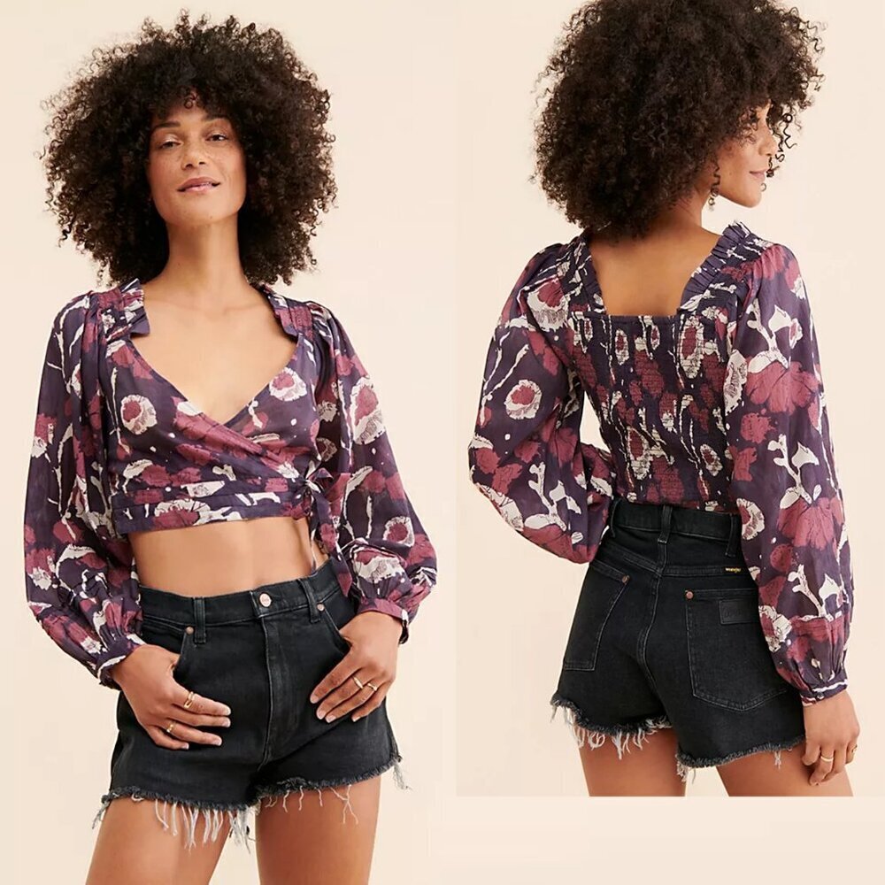 NWT New $148 Cleobella Valencia Wrap Cotton Long Sleeve Top Size M